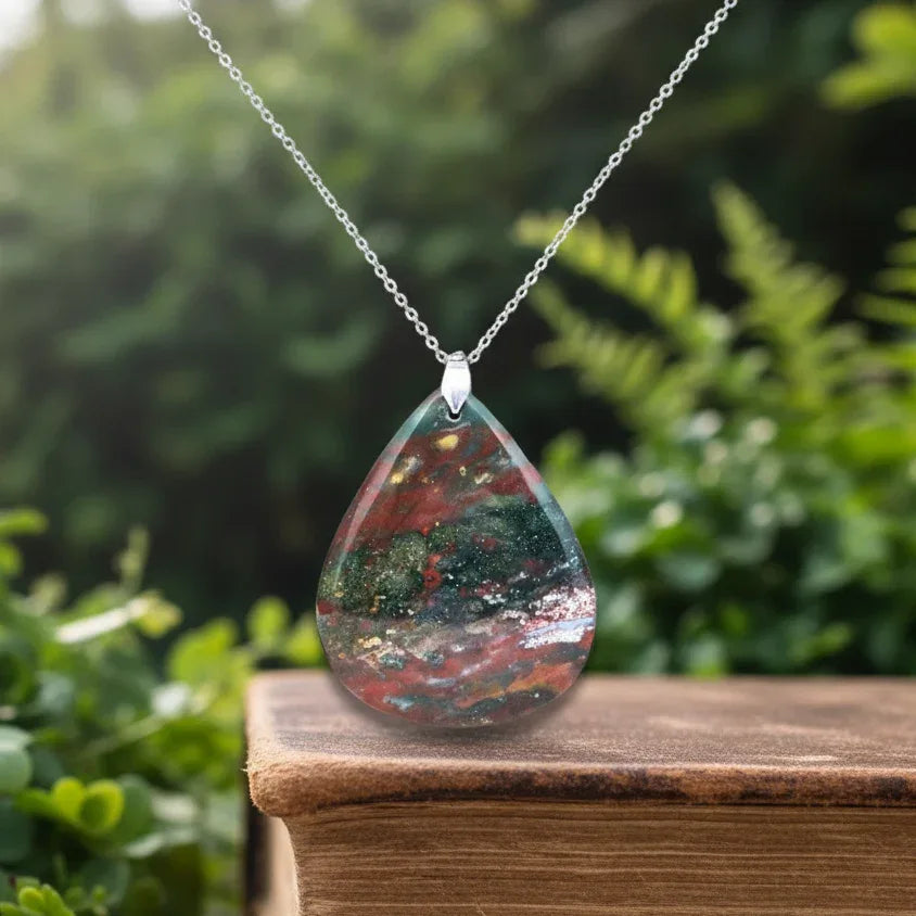 Pendentif en Jaspe Héliotrope (PE1478-3)