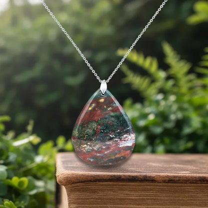 Pendentif en Jaspe Héliotrope (PE1478-3)