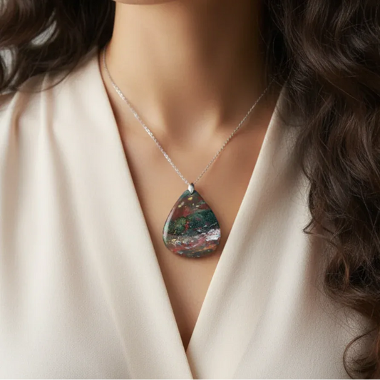 Pendentif en Jaspe Héliotrope (PE1478-3)