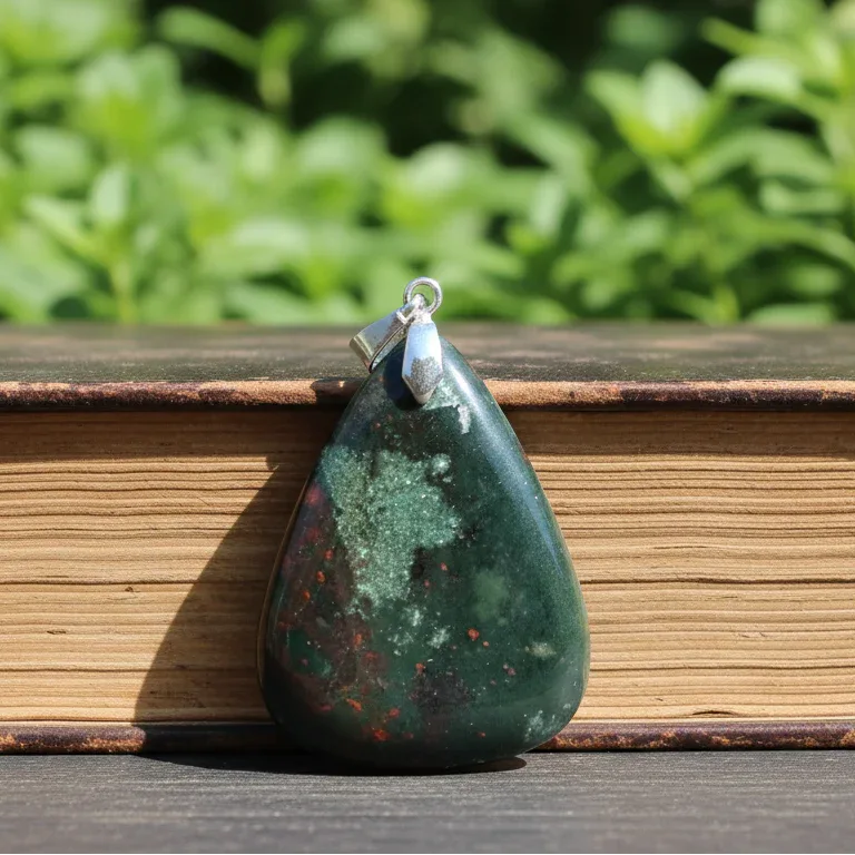 Pendentif en Jaspe Héliotrope (PE1478-2)