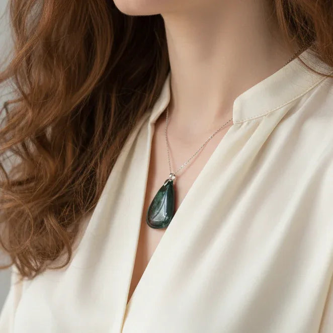 Pendentif en Jaspe Héliotrope (PE1478-2)