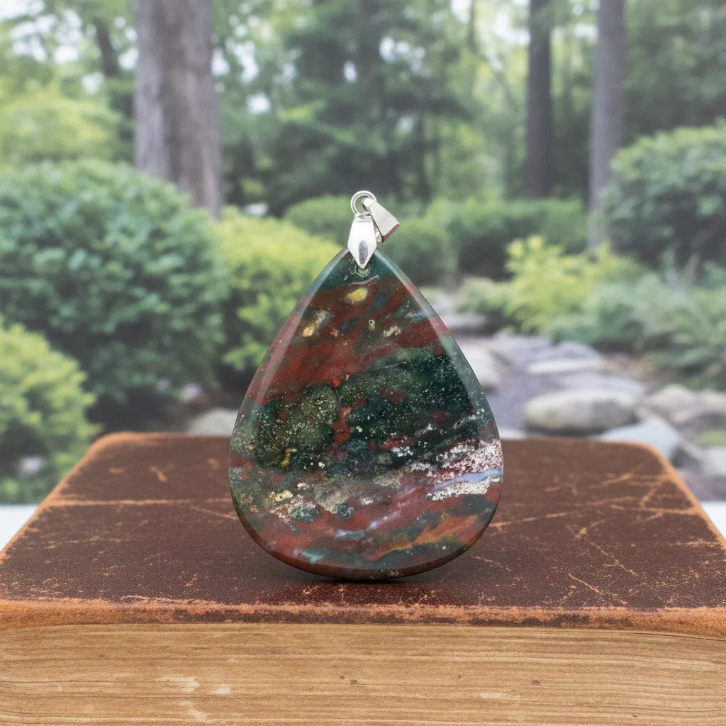 Pendentif en Jaspe Héliotrope (PE1478-3)