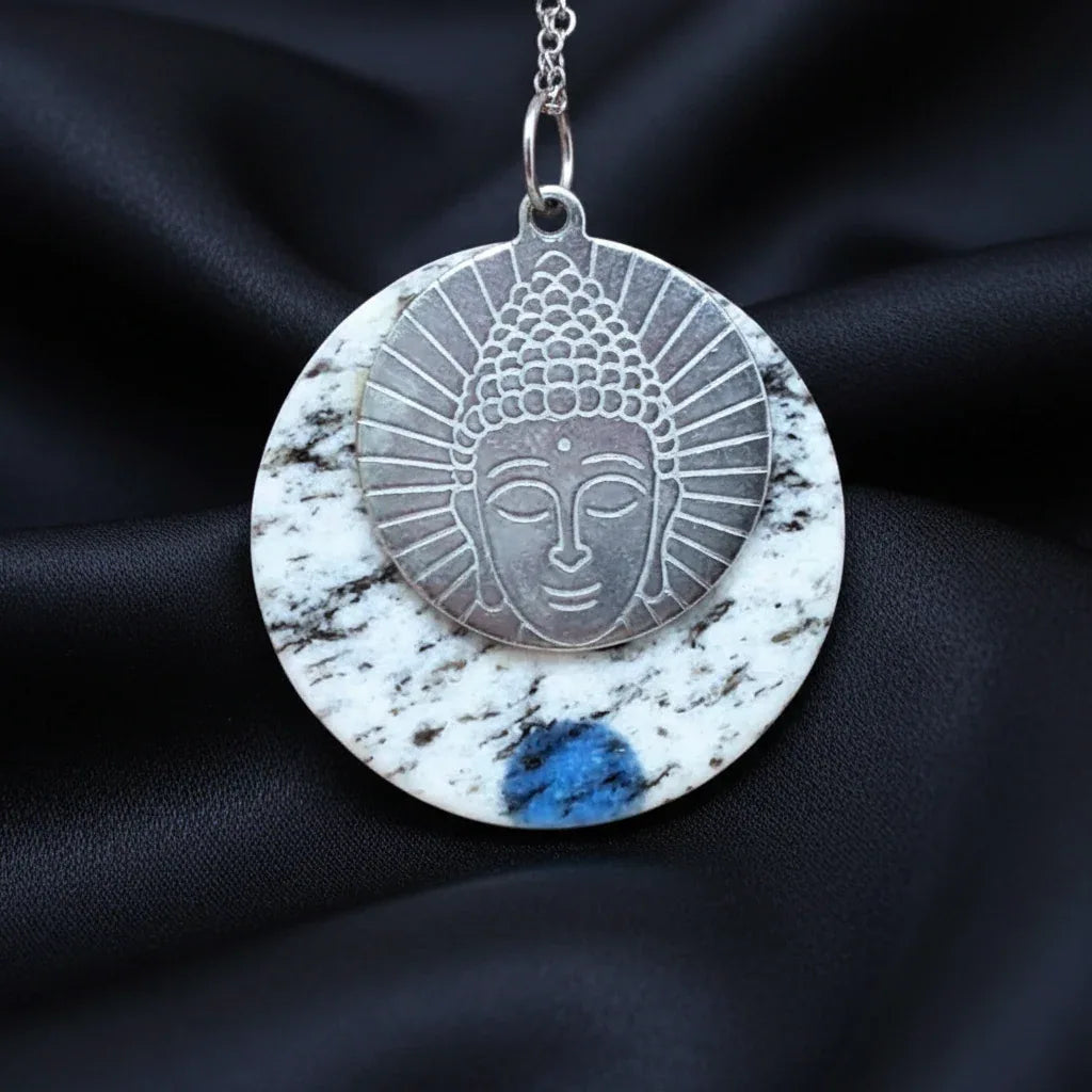 Pendentif en K2 (Azurite et Granite) (PE1591)