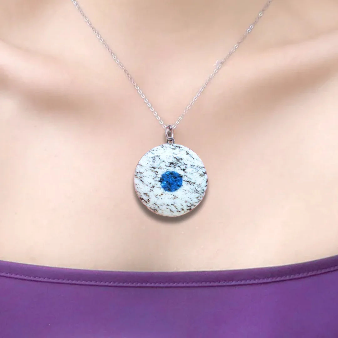 Pendentif en K2 (Azurite et Granite) (PE1591)