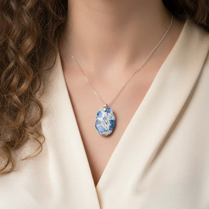 Pendentif en K2 (Azurite et Granite) (PE1338)