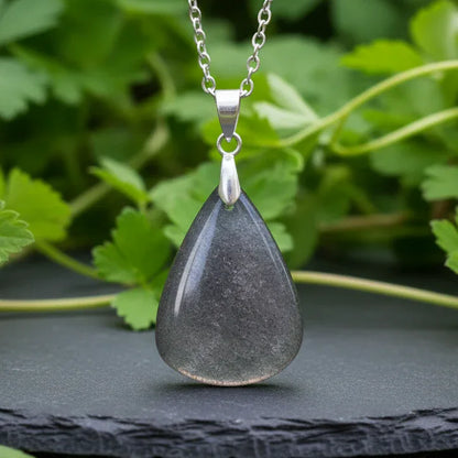 Pendentif en Obsidienne argentée (PE412)