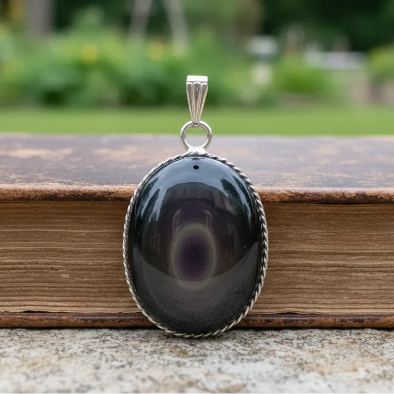 Pendentif serti en Obsidienne Œil Céleste (PE1862)