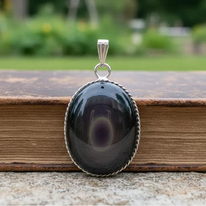 Pendentif serti en Obsidienne Œil Céleste (PE1862)