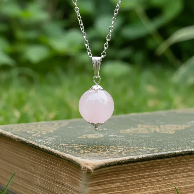 Pendentif perle en Quartz rose (PE2038)