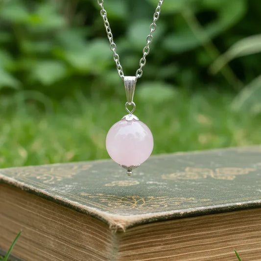 Pendentif perle en Quartz rose (PE2038)