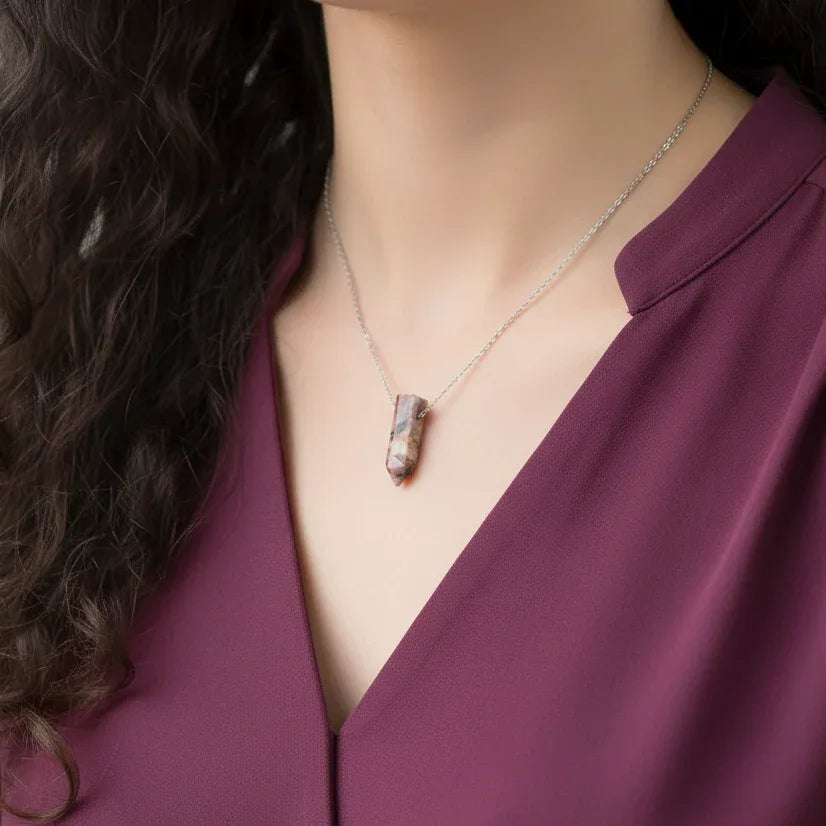Pendentif en pointe de Rhodonite (PE1622-5)