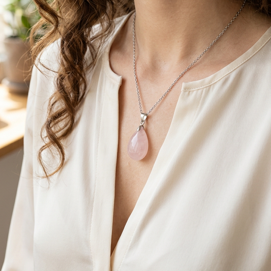 Pendentif en Quartz rose (PE2098)