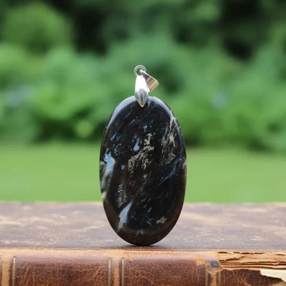 Pendentif en Racine de palmier fossile et Chalcopyrite (PE1447)