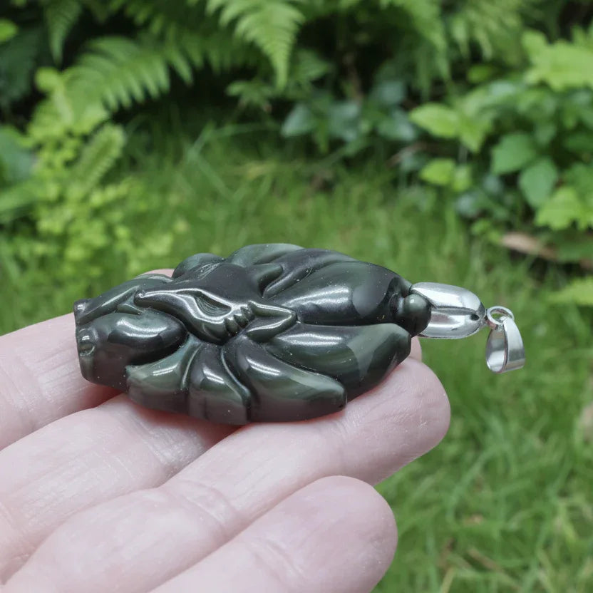 Pendentif Renard en Obsidienne Œil Céleste (PE1271-3)