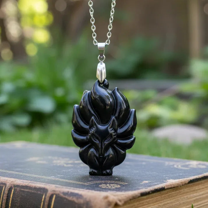 Pendentif Renard en Obsidienne Œil Céleste (PE1271-3)