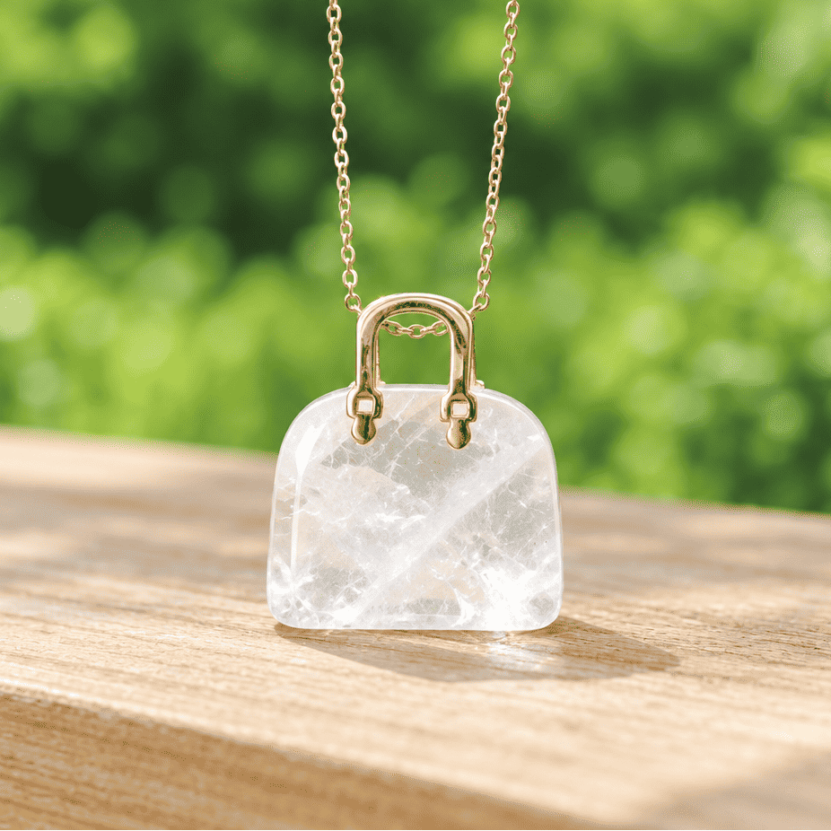 Pendentif Sac à main en Cristal de roche (PE1834 - 1)