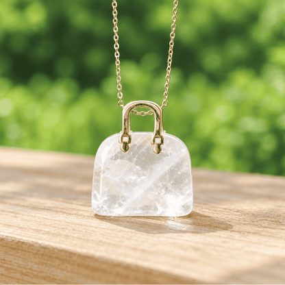 Pendentif Sac à main en Cristal de roche (PE1834 - 1)