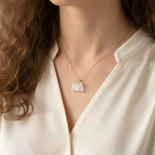 Pendentif Sac à main en Cristal de roche (PE1834-1)