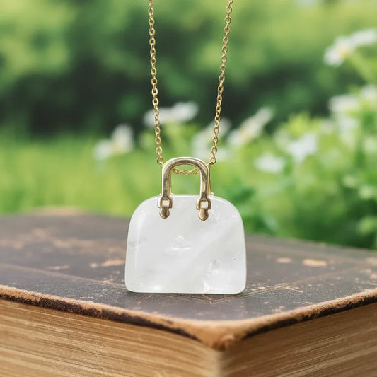 Pendentif Sac à main en Cristal de roche (PE1834-1)