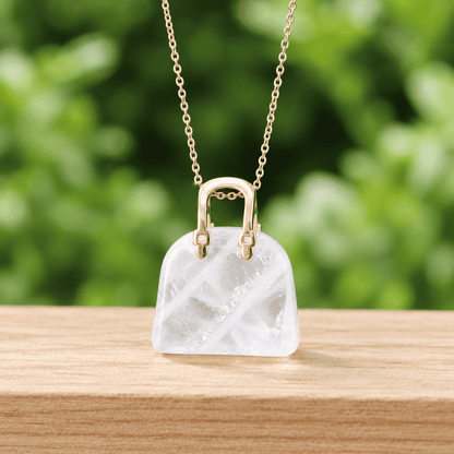 Pendentif Sac à main en Cristal de roche (PE1834 - 1)