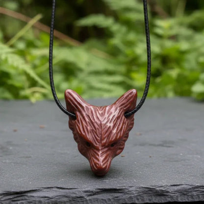 Pendentif Tête de loup en Jaspe Mookaïte (PE1100-11)