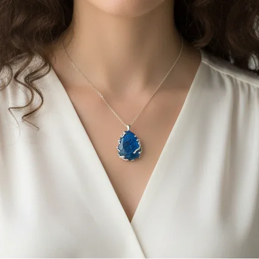 Pendentif serti en Apatite bleue (PE1657)