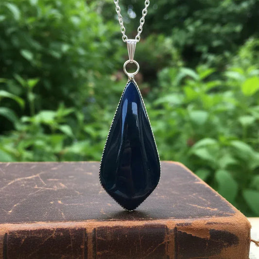 Pendentif serti en Obsidienne Manta Huichol (PE1880)