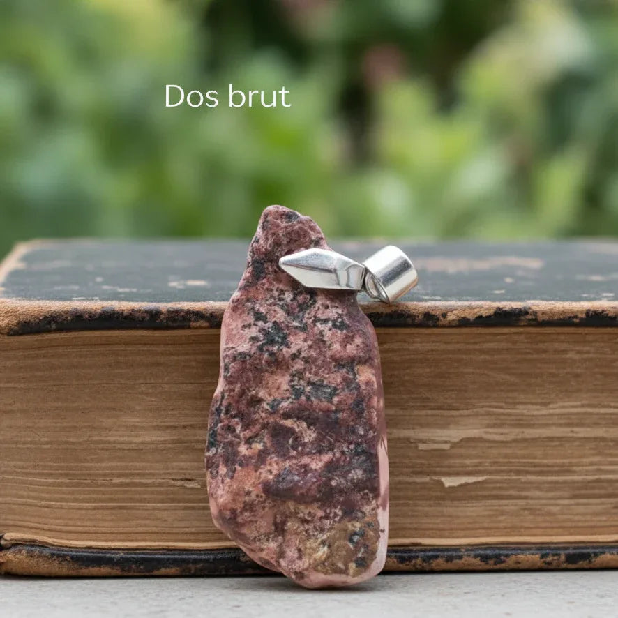 Pendentif en Jaspe bicolore dos brut (PE1953)