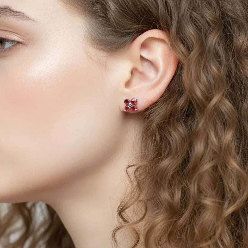 Puces d'oreilles en Grenat (BO195)