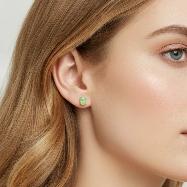 Puces d'oreilles en Opale Welo (BO204-B)