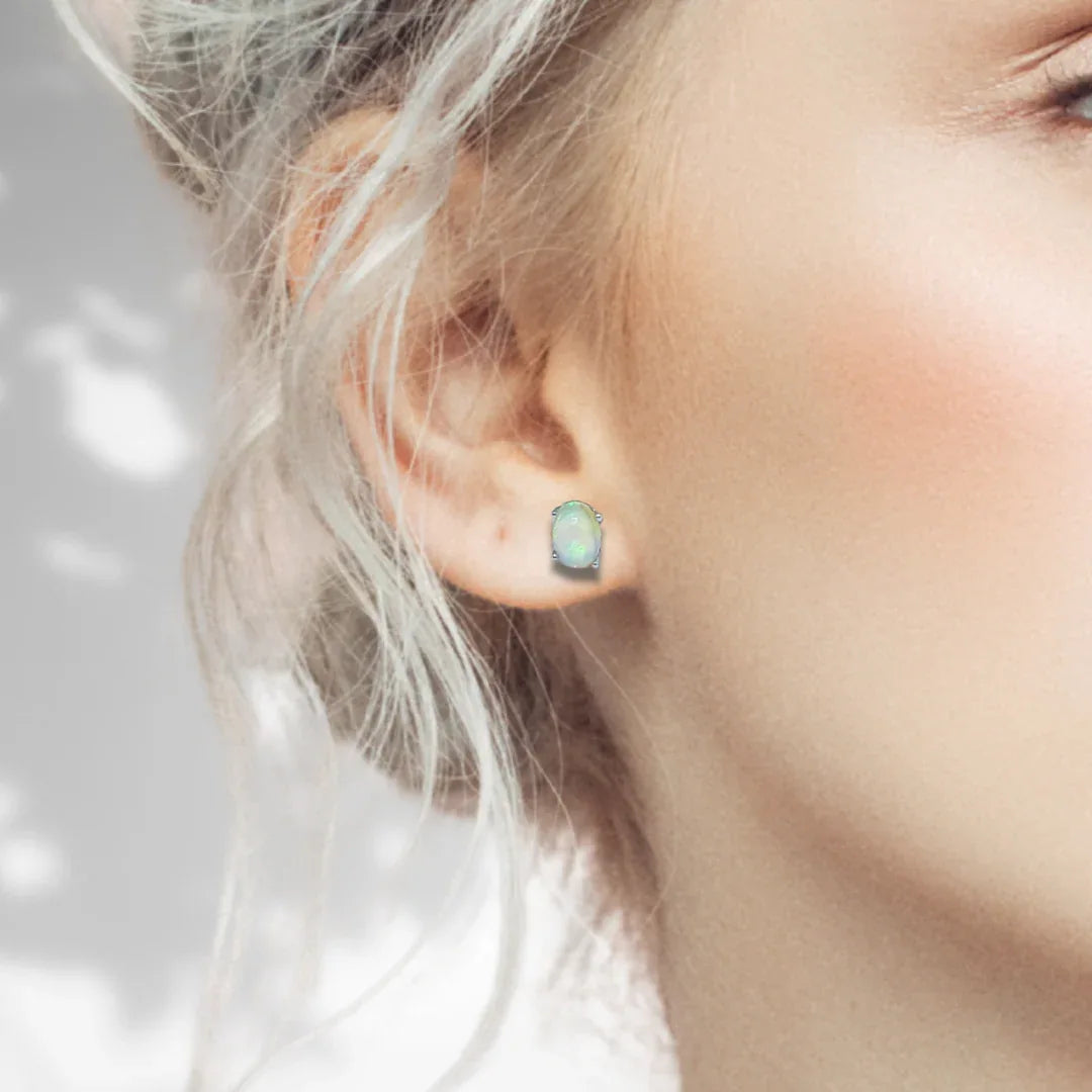 Puces d'oreilles en Opale Welo (BO204-C)