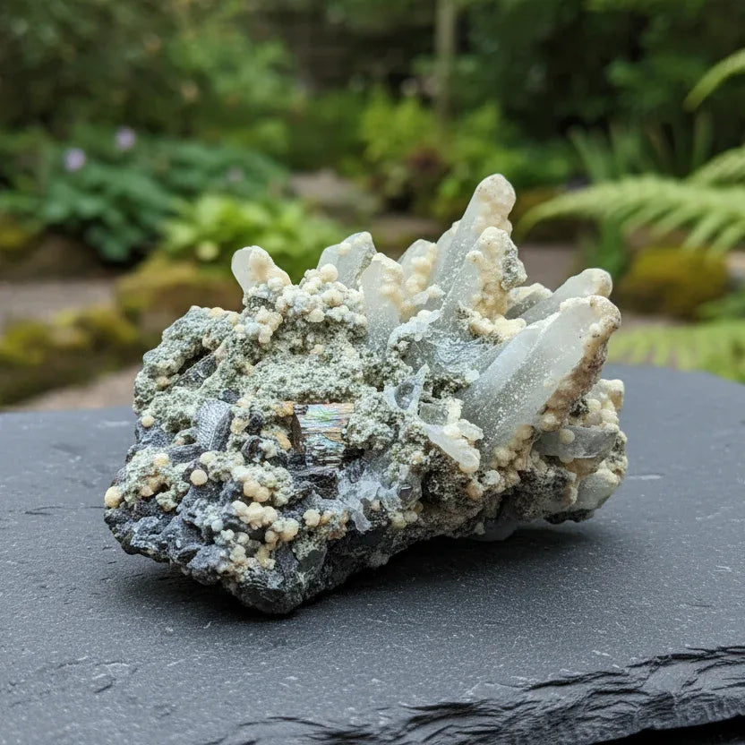 Quartz avec Dolomite, Chlorite, Galène et Sphalérite brut 61g (MB414)