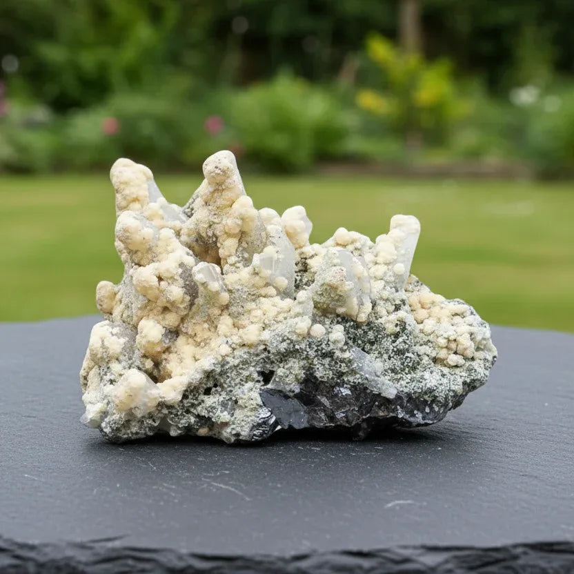 Quartz avec Dolomite, Chlorite, Galène et Sphalérite brut 61g (MB414)