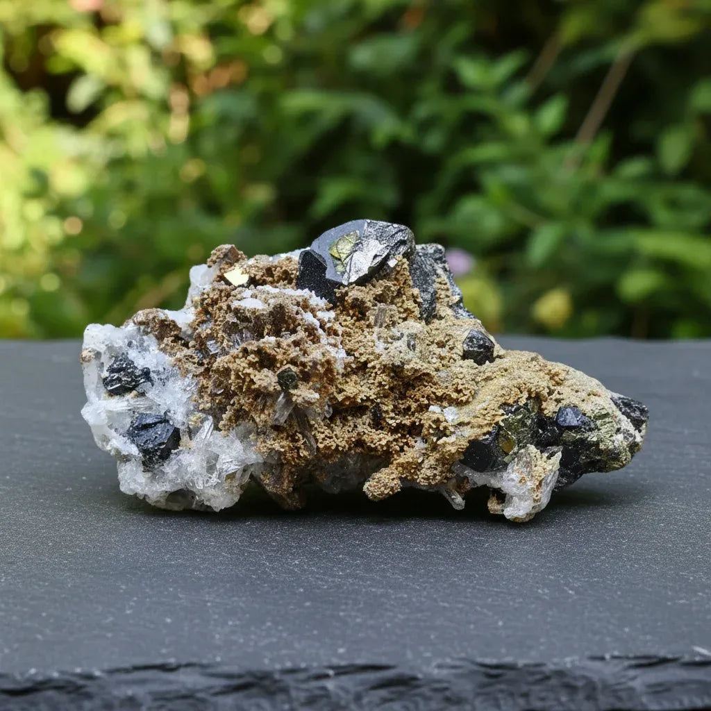 Quartz, Dolomite, Galène et Pyrite bruts 34g (MB491)
