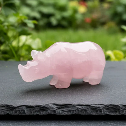 Rhinocéros en Quartz rose 26g (PRGFL644)