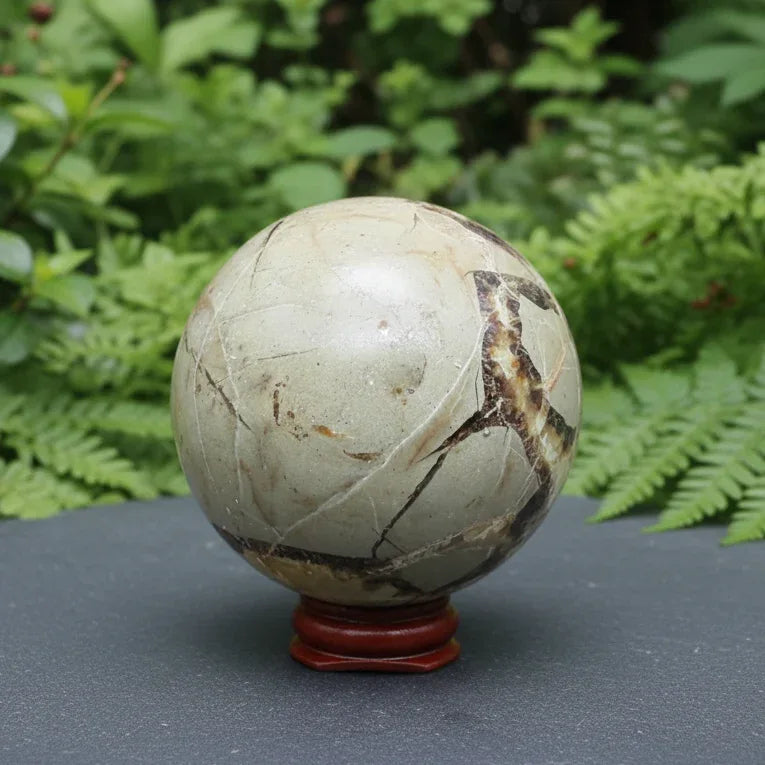 Sphère en Septaria et Calcite jaune 469g (PRGFL372-3)