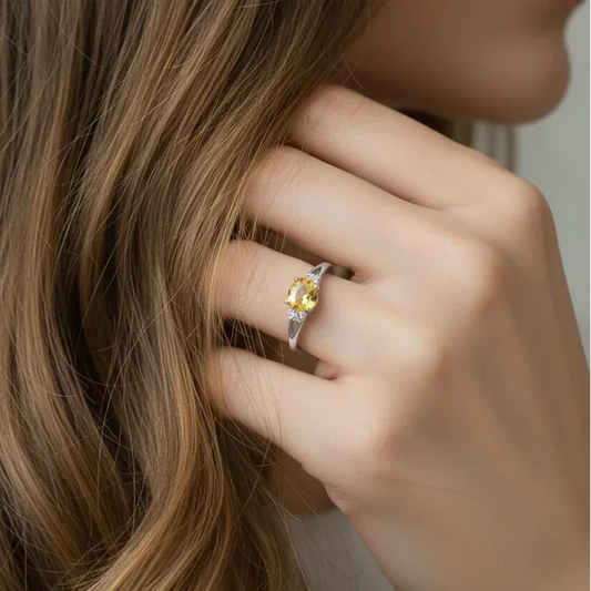 Bague réglable en Citrine et Argent (BAG79)