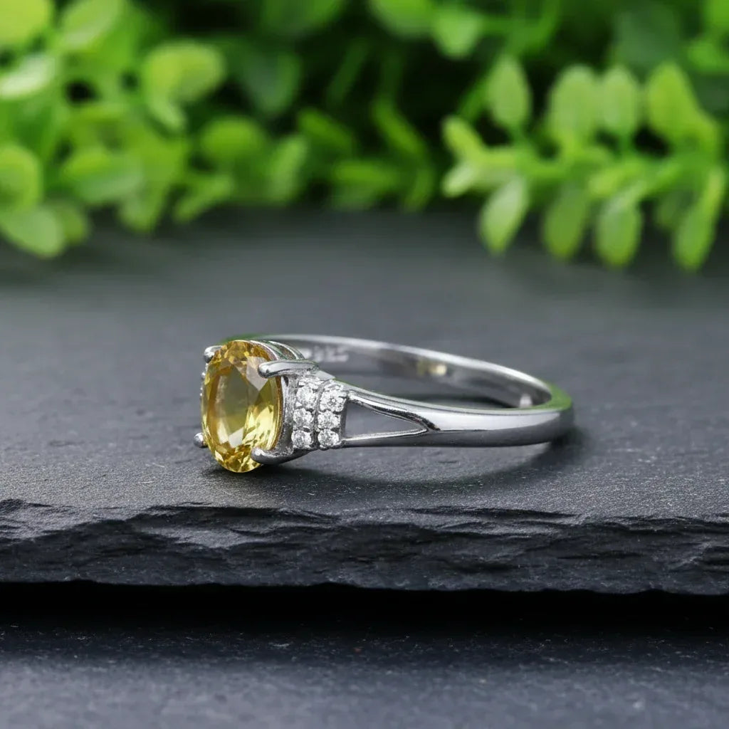 Bague réglable en Citrine et Argent (BAG79)
