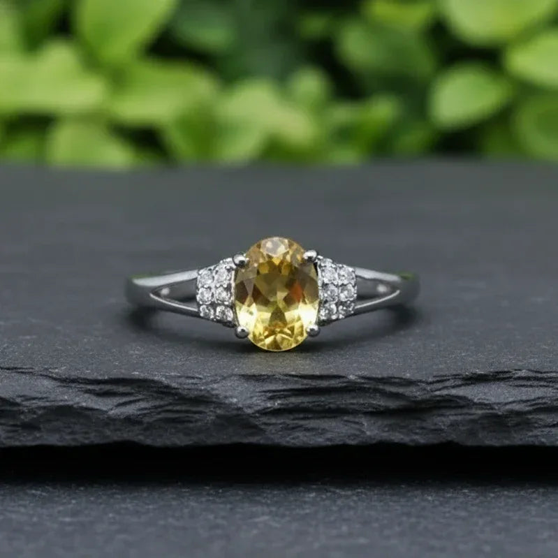 Bague réglable en Citrine et Argent (BAG79)