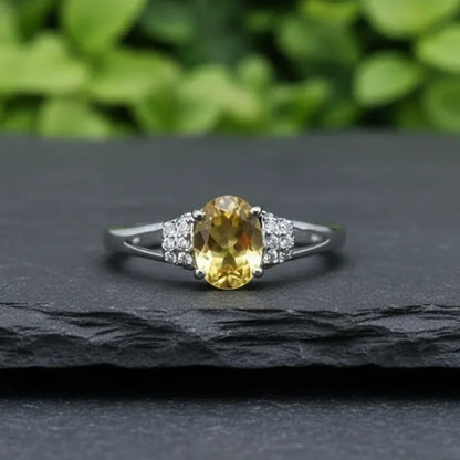 Bague réglable en Citrine et Argent (BAG79)