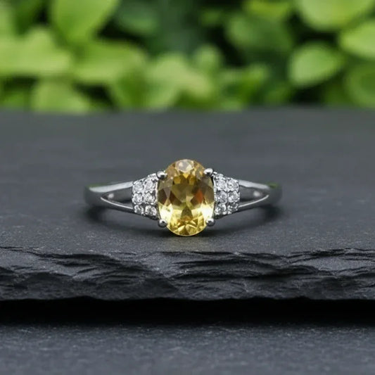 Bague réglable en Citrine et Argent (BAG79)