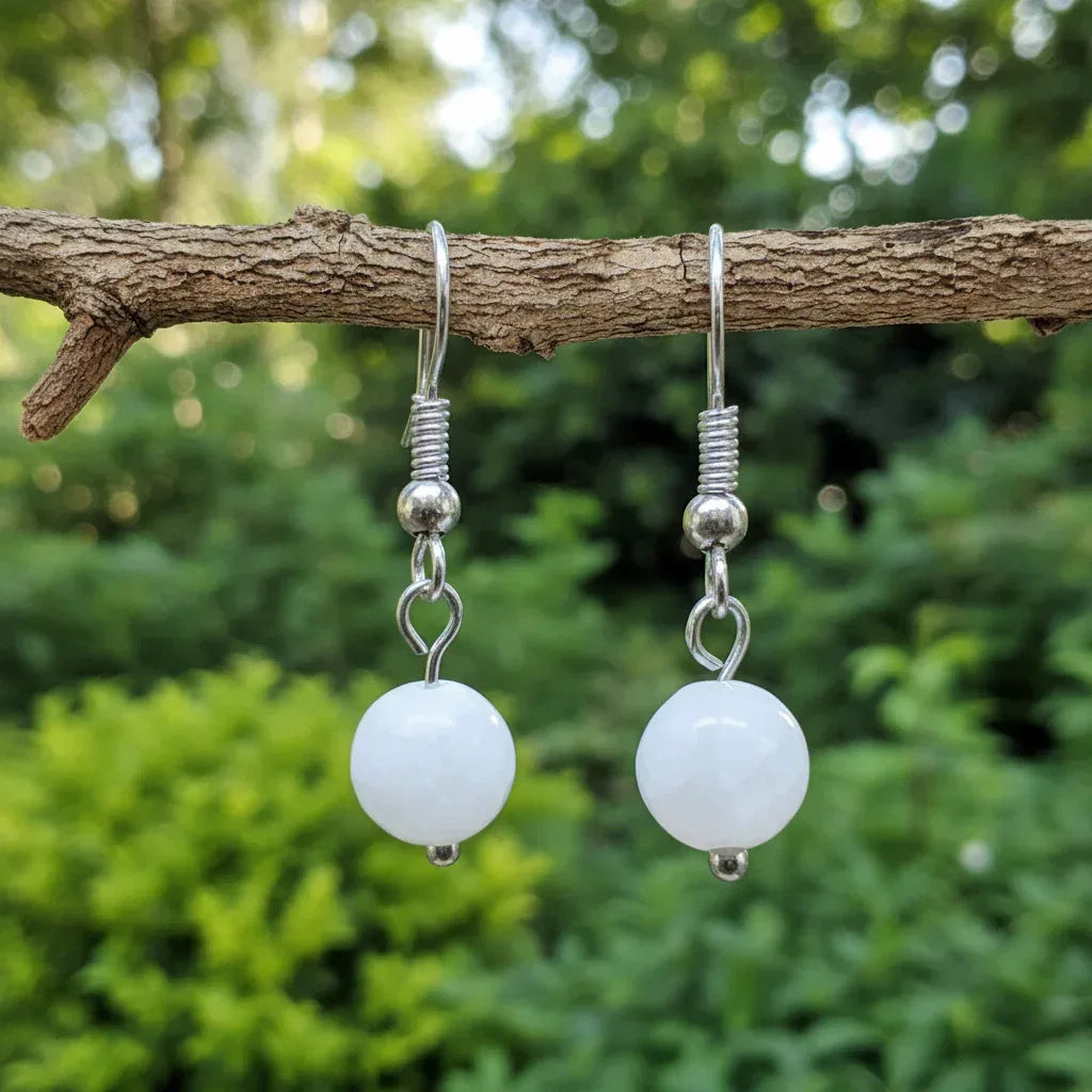 Boucles d'Oreilles en Célestine blanche (BO235)