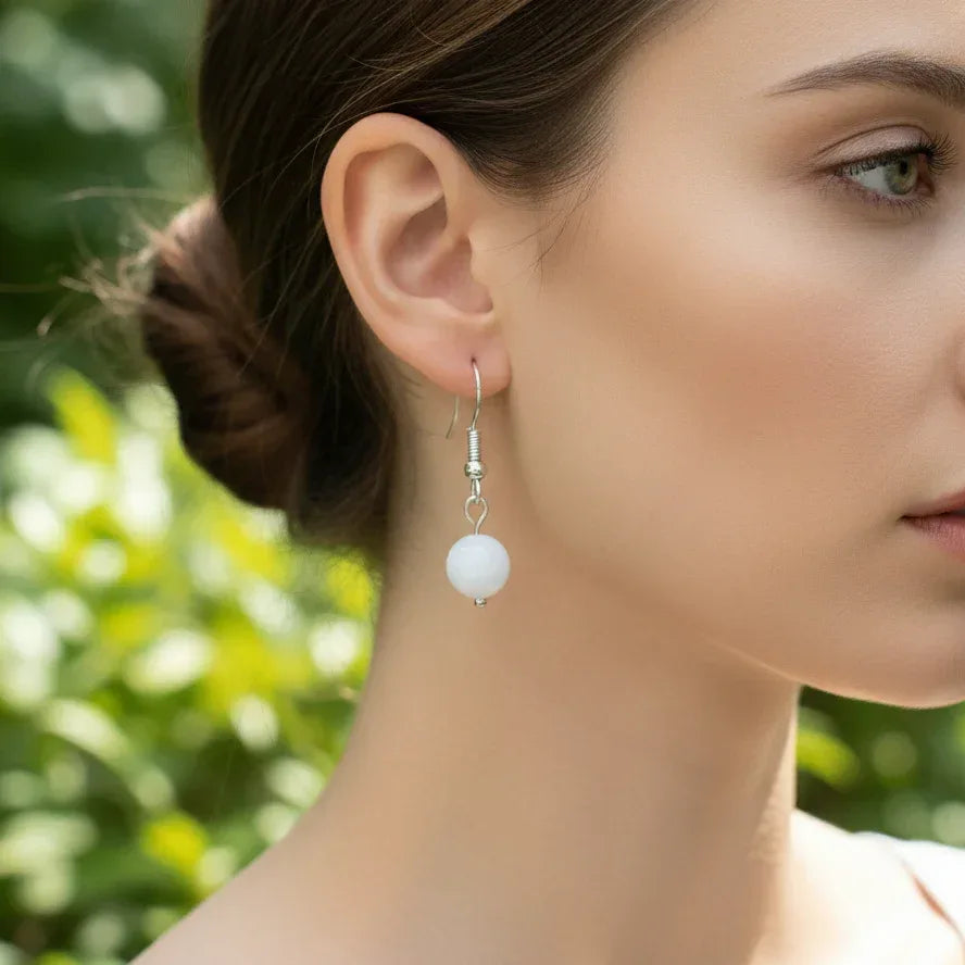 Boucles d'Oreilles en Célestine blanche (BO235)