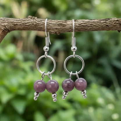 Boucles d'oreilles en Lépidolite (BO236)