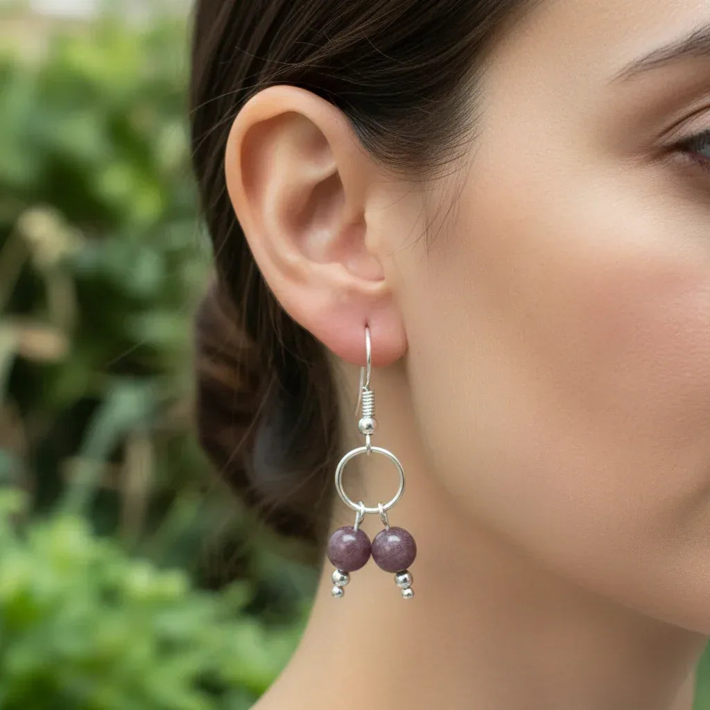 Boucles d'oreilles en Lépidolite (BO236)