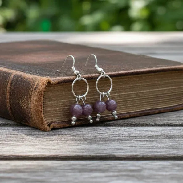 Boucles d'oreilles en Lépidolite (BO236)