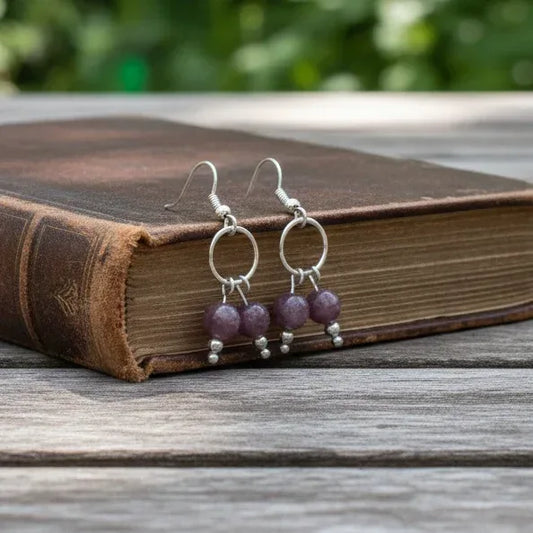 Boucles d'oreilles en Lépidolite (BO236)