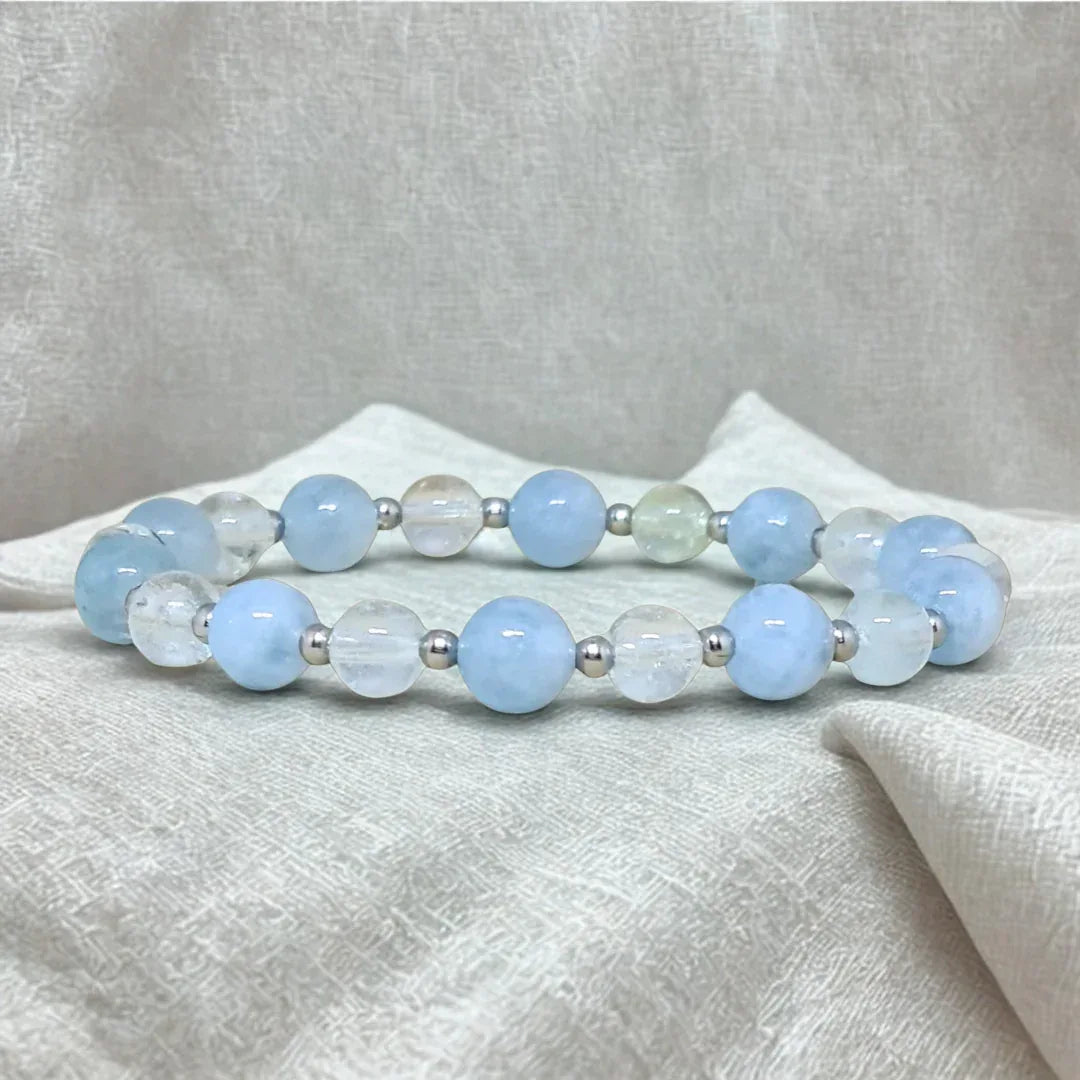 Bracelet en Aigue-Marine et Topaze