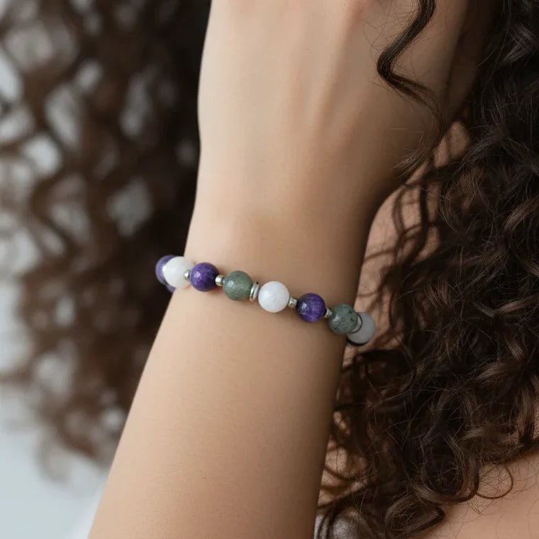 Bracelet en Charoïte, Morganite et Labradorite