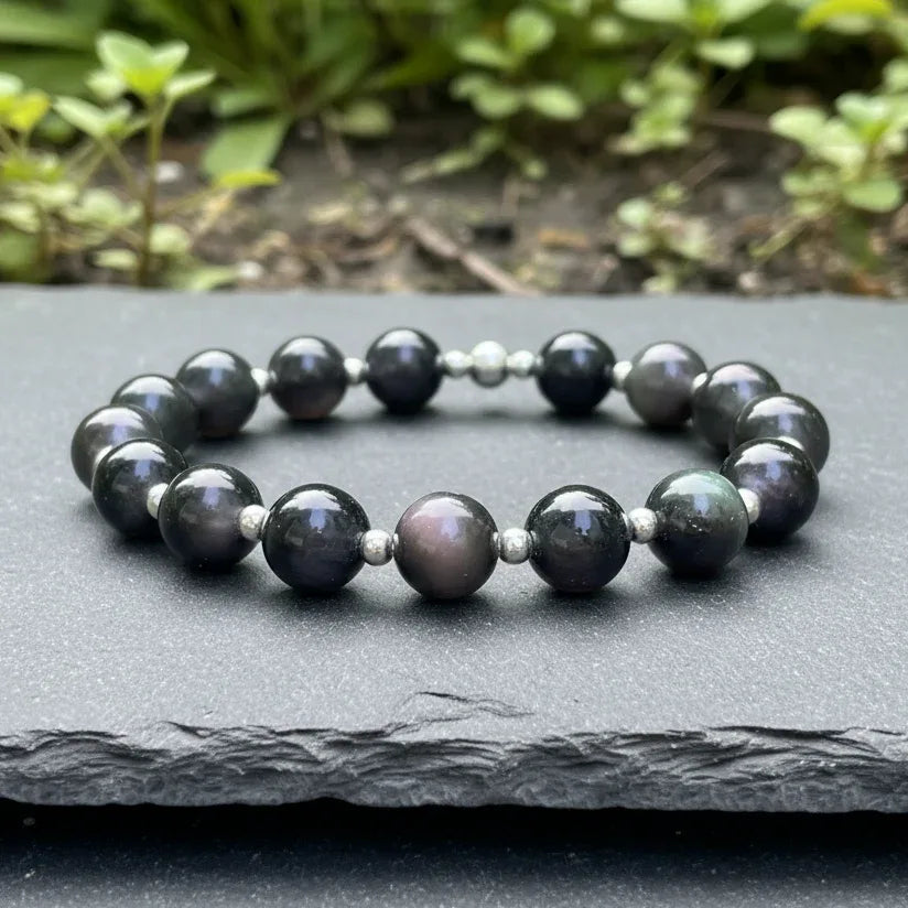 Bracelet en Obsidienne Œil Céleste 8mm - ENAE Minéraux